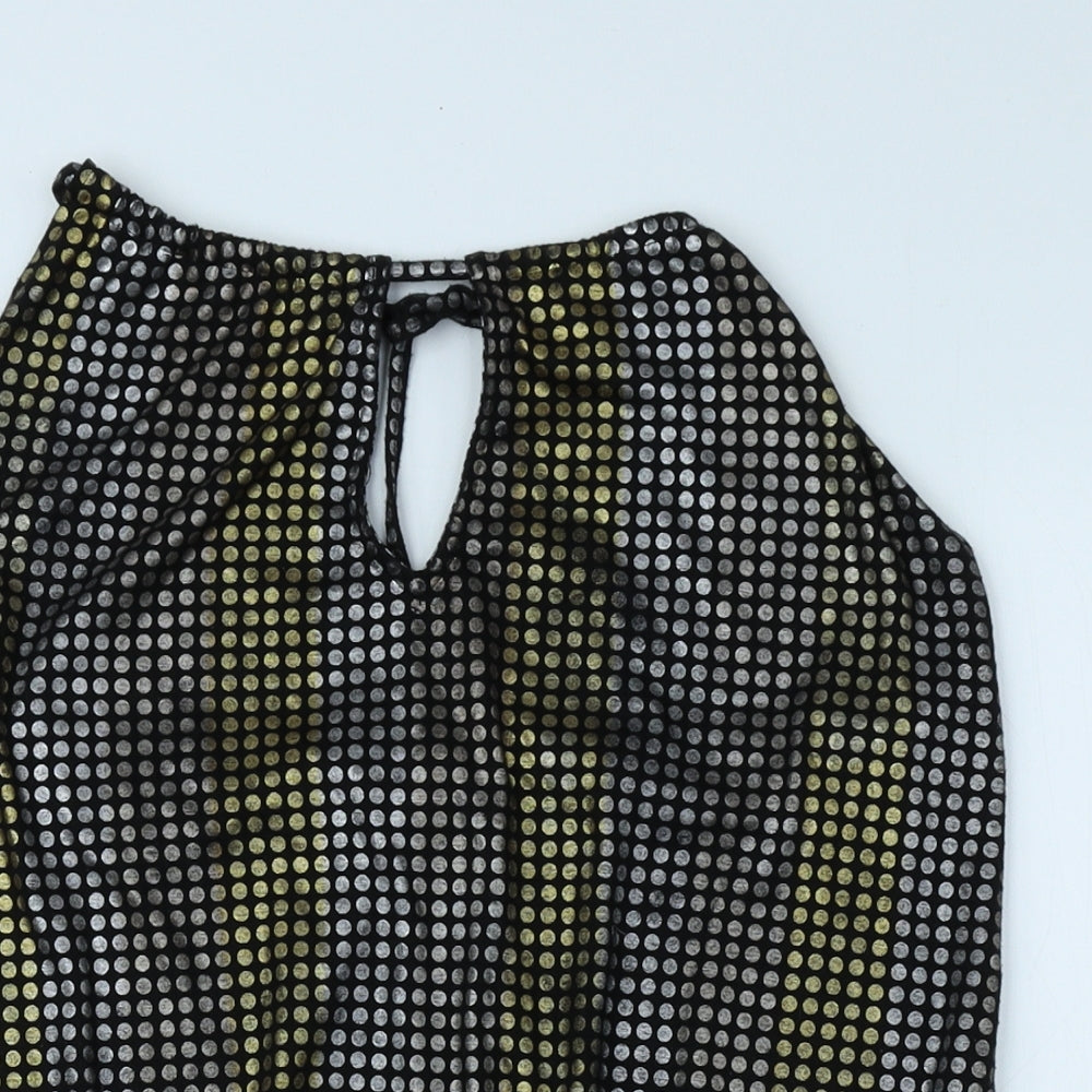 New Look Womens Black Geometric Polyester Basic Blouse Size 12 Off the Shoulder