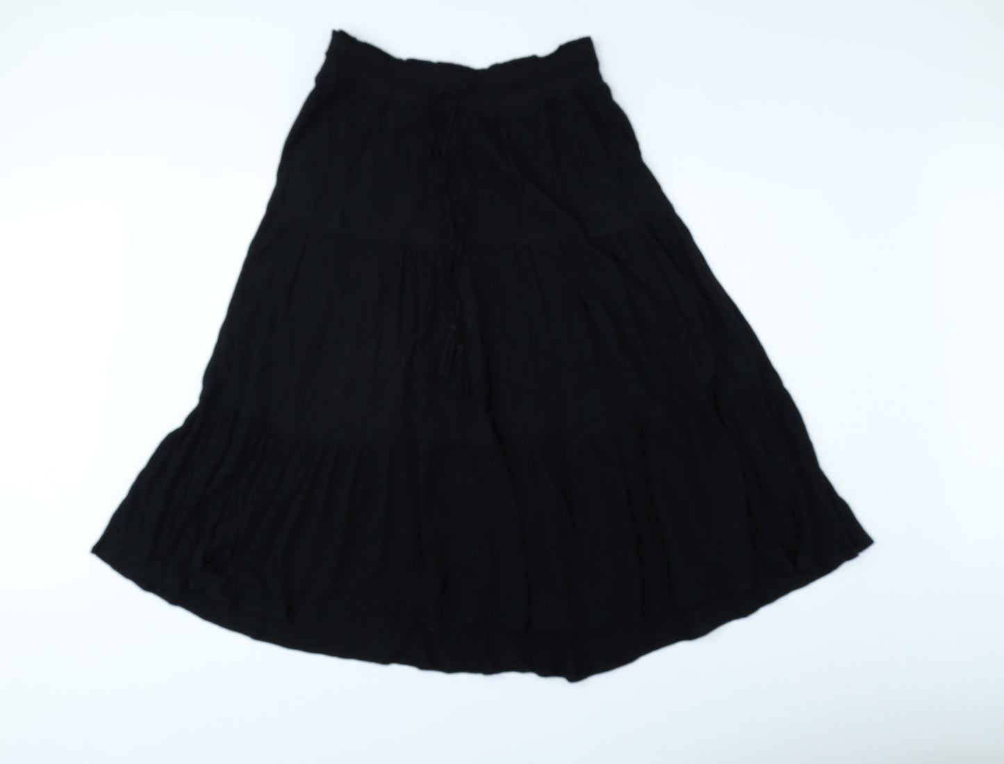 Marks and Spencer Womens Black Viscose Flare Skirt Size 12