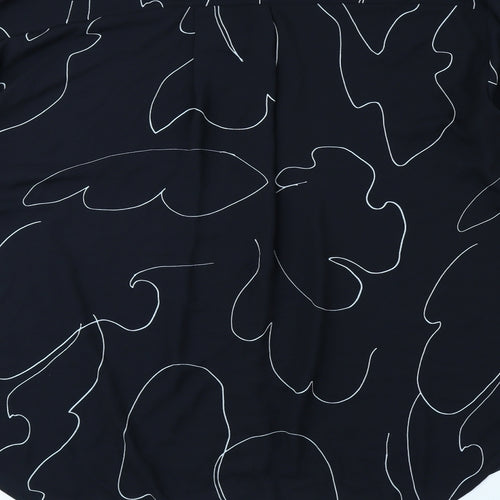 Weekday Womens Black Geometric Polyester Basic Button-Up Size M Collared