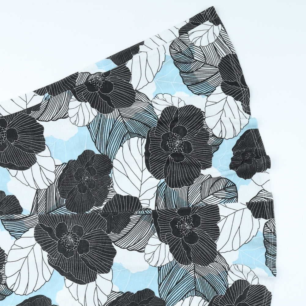 Julipa Womens Black Floral Polyester Flare Skirt Size 18