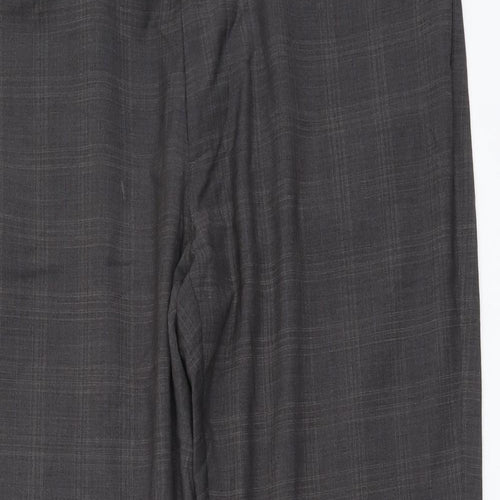 NEXT Mens Grey Plaid Wool Trousers Size 34 in L29 in Regular Button