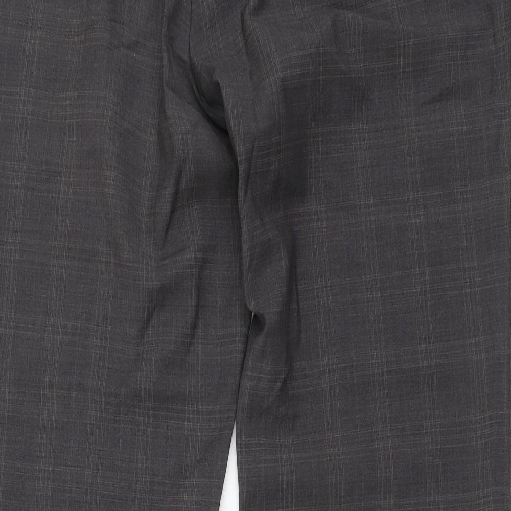 NEXT Mens Grey Plaid Wool Trousers Size 34 in L29 in Regular Button