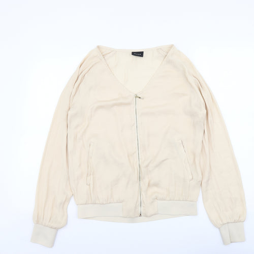 VILA Womens Beige Polyester Full Zip Sweatshirt Size S Zip