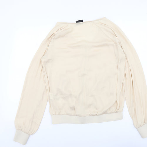 VILA Womens Beige Polyester Full Zip Sweatshirt Size S Zip