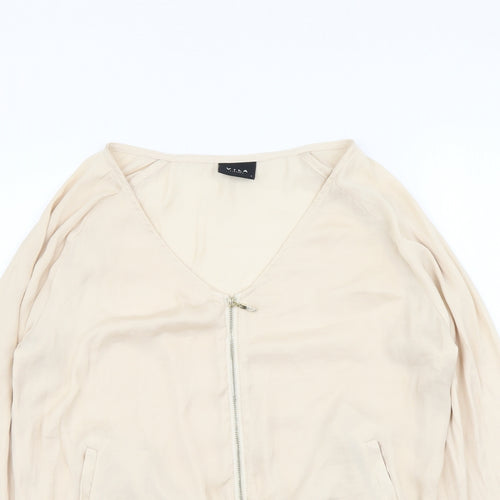 VILA Womens Beige Polyester Full Zip Sweatshirt Size S Zip