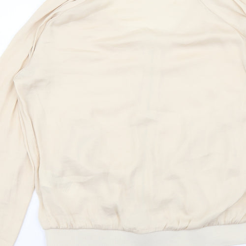 VILA Womens Beige Polyester Full Zip Sweatshirt Size S Zip