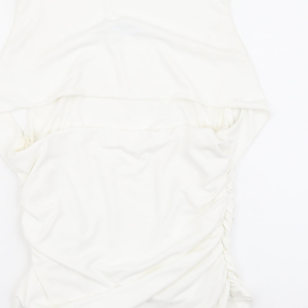 Zara Womens White Polyester Basic Tank Size XL Cowl Neck