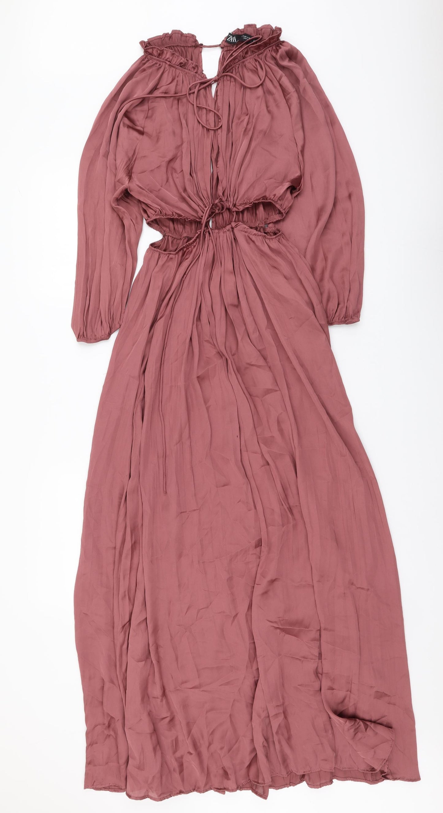 Zara Womens Pink Polyester A-Line Size M Round Neck Pullover