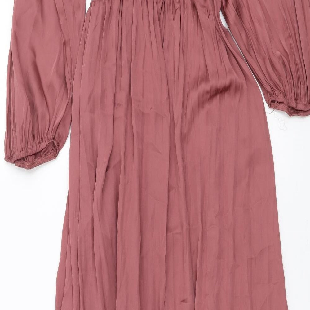 Zara Womens Pink Polyester A-Line Size M Round Neck Pullover