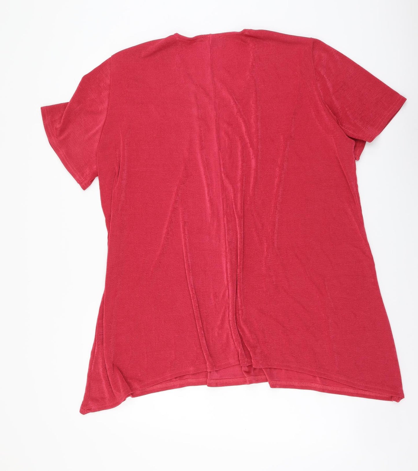 Heather Valley Womens Pink Polyester Basic T-Shirt Size 24 Scoop Neck