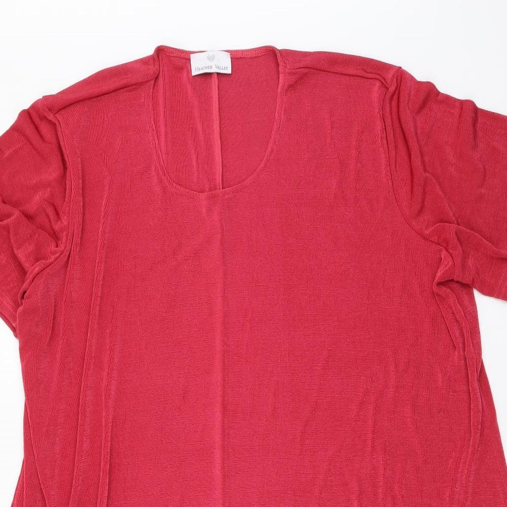 Heather Valley Womens Pink Polyester Basic T-Shirt Size 24 Scoop Neck