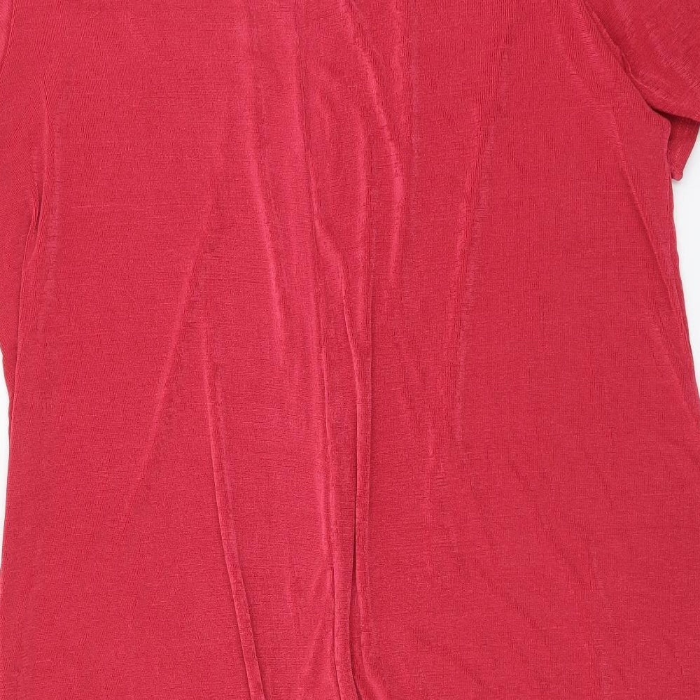 Heather Valley Womens Pink Polyester Basic T-Shirt Size 24 Scoop Neck