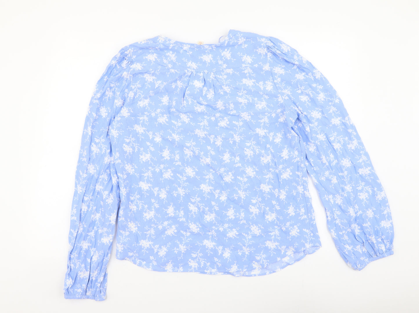 Per Una Womens Blue Floral Viscose Basic Blouse Size 8 V-Neck
