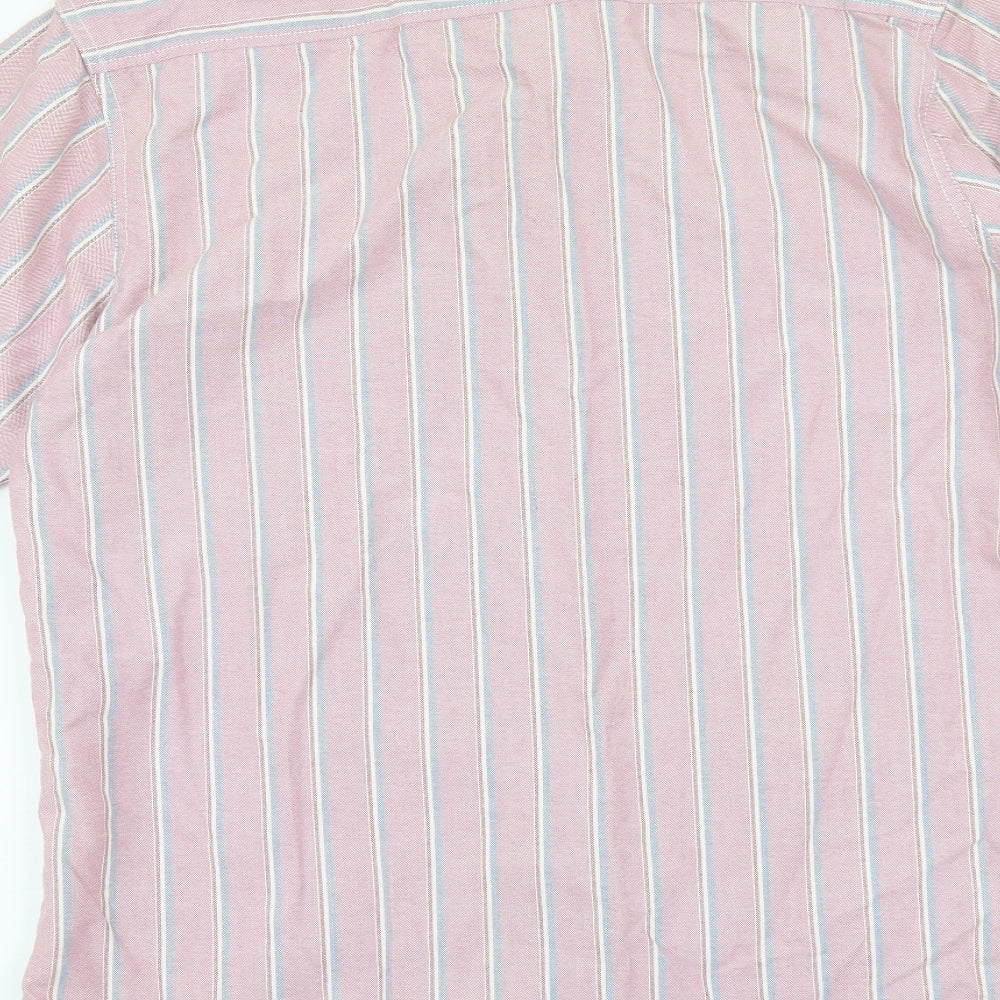 Boston Crew Mens Pink Striped Cotton Button-Up Size M Collared Button