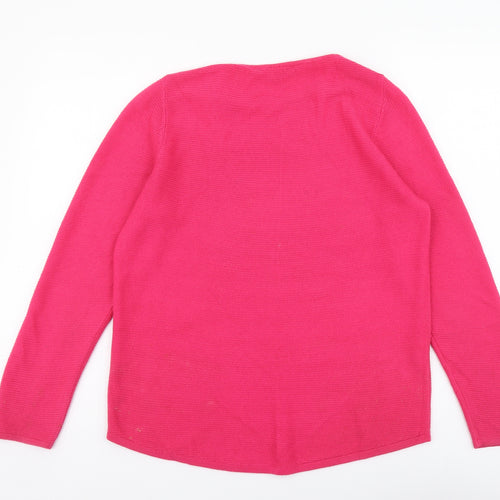 Bonmarché Womens Pink Round Neck Acrylic Pullover Jumper Size 12