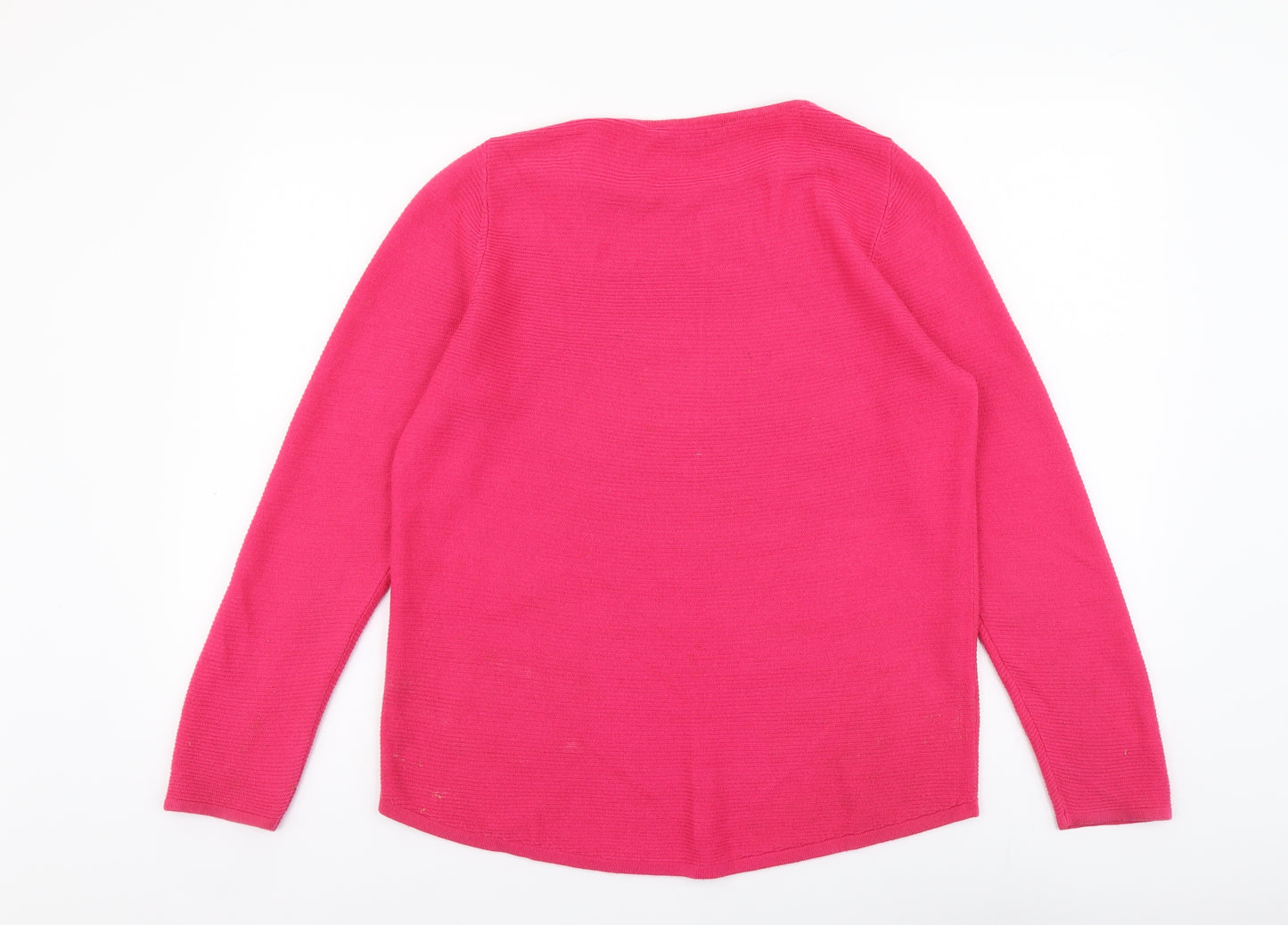 Bonmarché Womens Pink Round Neck Acrylic Pullover Jumper Size 12