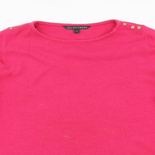 Bonmarché Womens Pink Round Neck Acrylic Pullover Jumper Size 12