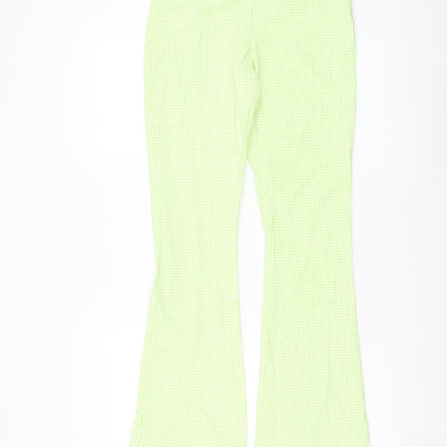 Primark Womens Green Check Viscose Sweatpants Trousers Size 10 L32 in Regular Zip