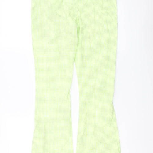 Primark Womens Green Check Viscose Sweatpants Trousers Size 10 L32 in Regular Zip