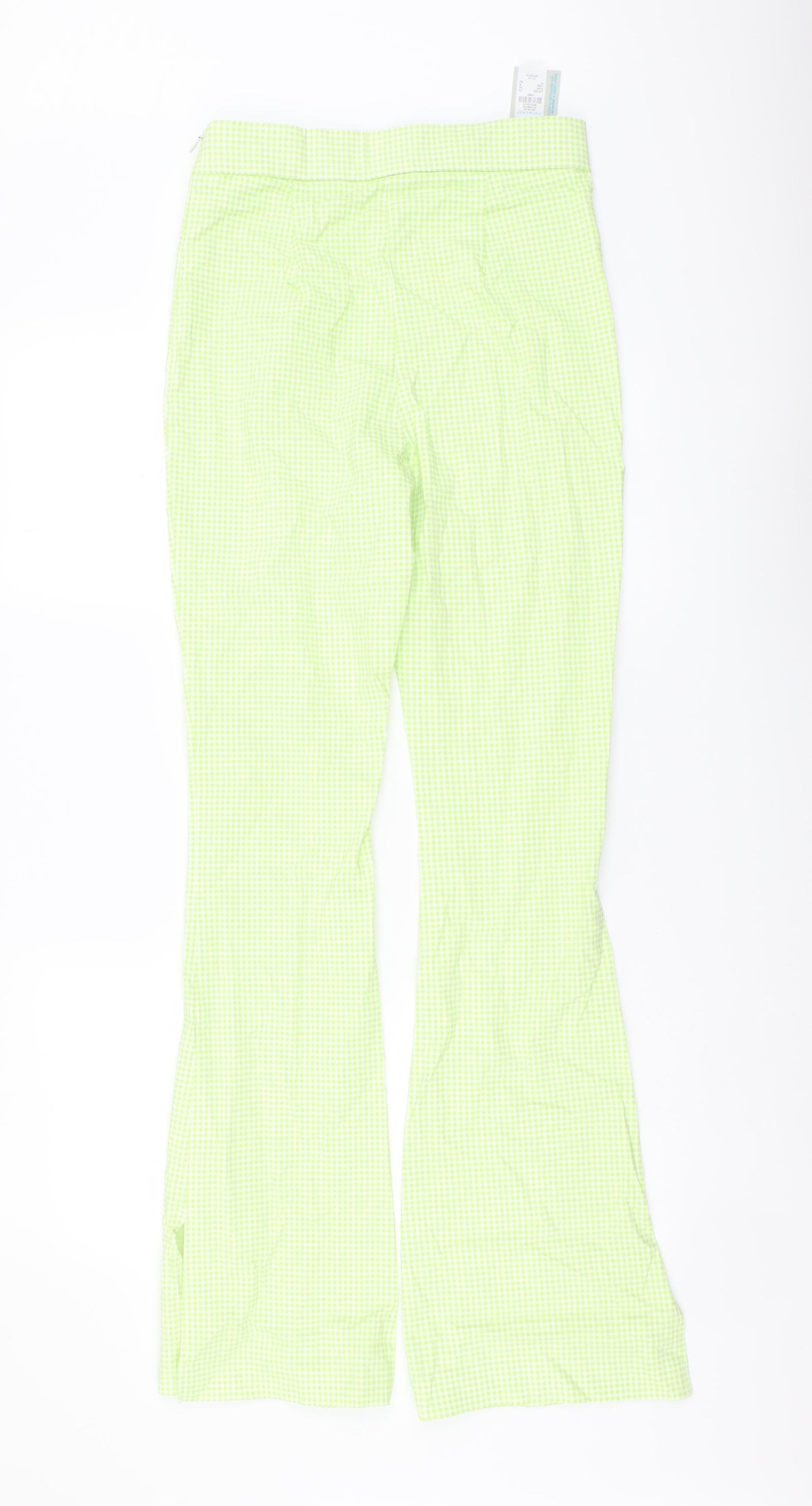 Primark Womens Green Check Viscose Sweatpants Trousers Size 10 L32 in Regular Zip