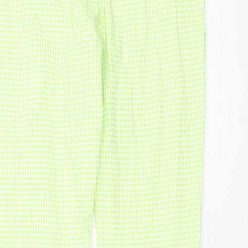 Primark Womens Green Check Viscose Sweatpants Trousers Size 10 L32 in Regular Zip