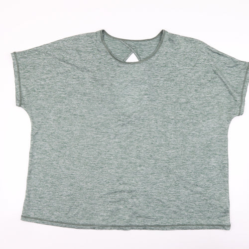 F&F Womens Green Polyester Basic T-Shirt Size 22 Round Neck Pullover