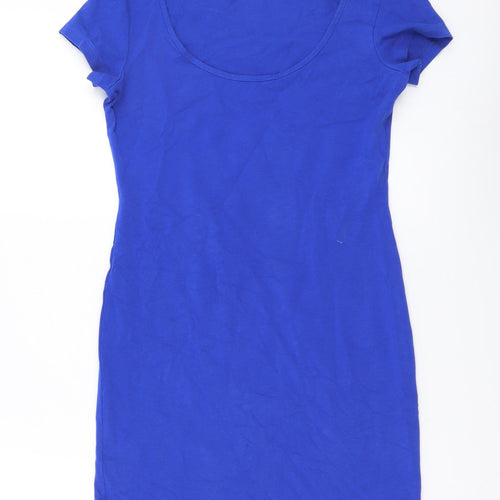 H&M Womens Blue Cotton Mini Size XS Scoop Neck Pullover
