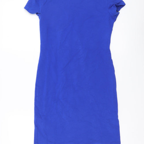 H&M Womens Blue Cotton Mini Size XS Scoop Neck Pullover