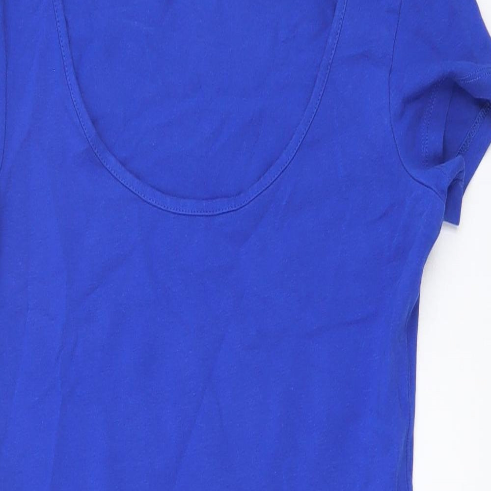H&M Womens Blue Cotton Mini Size XS Scoop Neck Pullover