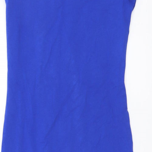 H&M Womens Blue Cotton Mini Size XS Scoop Neck Pullover