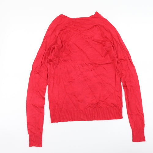 Sfera Casual Womens Red V-Neck Acrylic Pullover Jumper Size XS