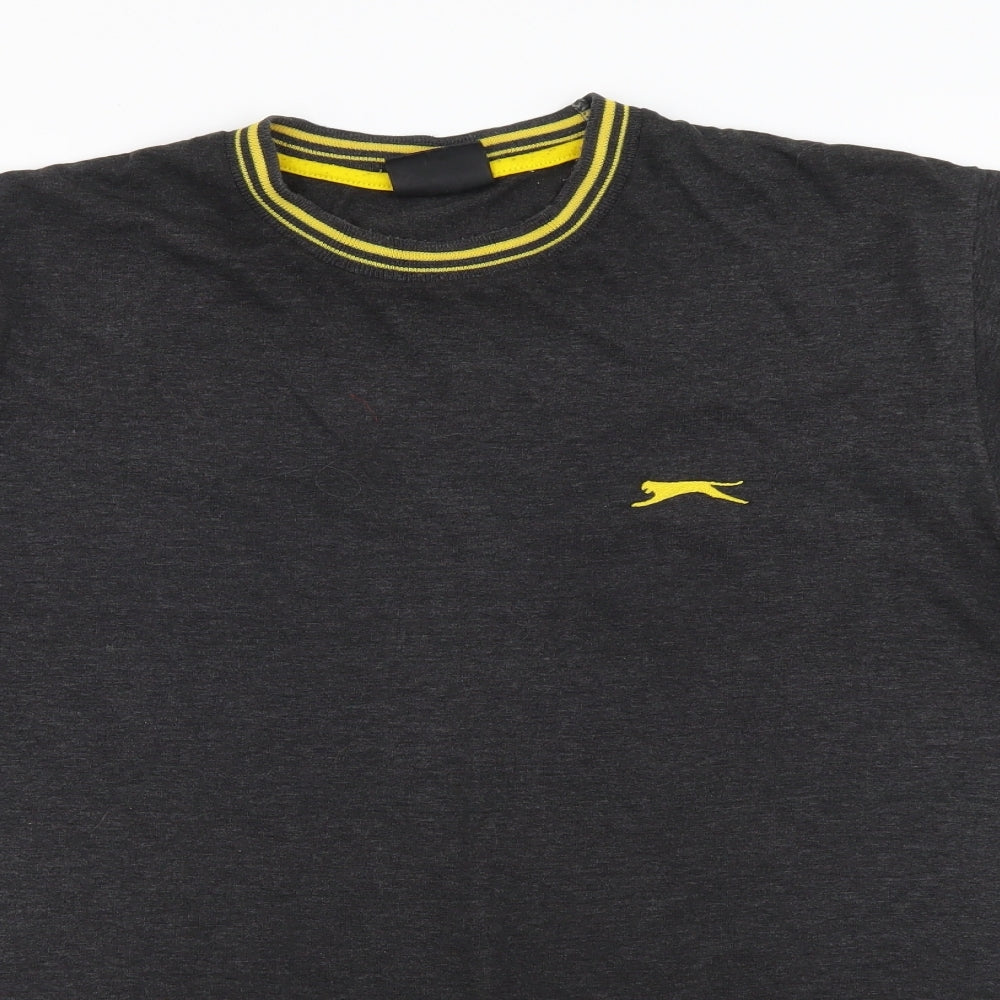 Slazenger Mens Grey Cotton T-Shirt Size S Round Neck