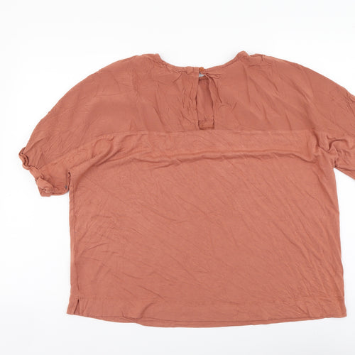 NEXT Womens Brown Viscose Basic Blouse Size 14 Round Neck
