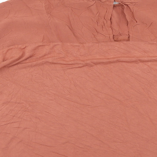 NEXT Womens Brown Viscose Basic Blouse Size 14 Round Neck