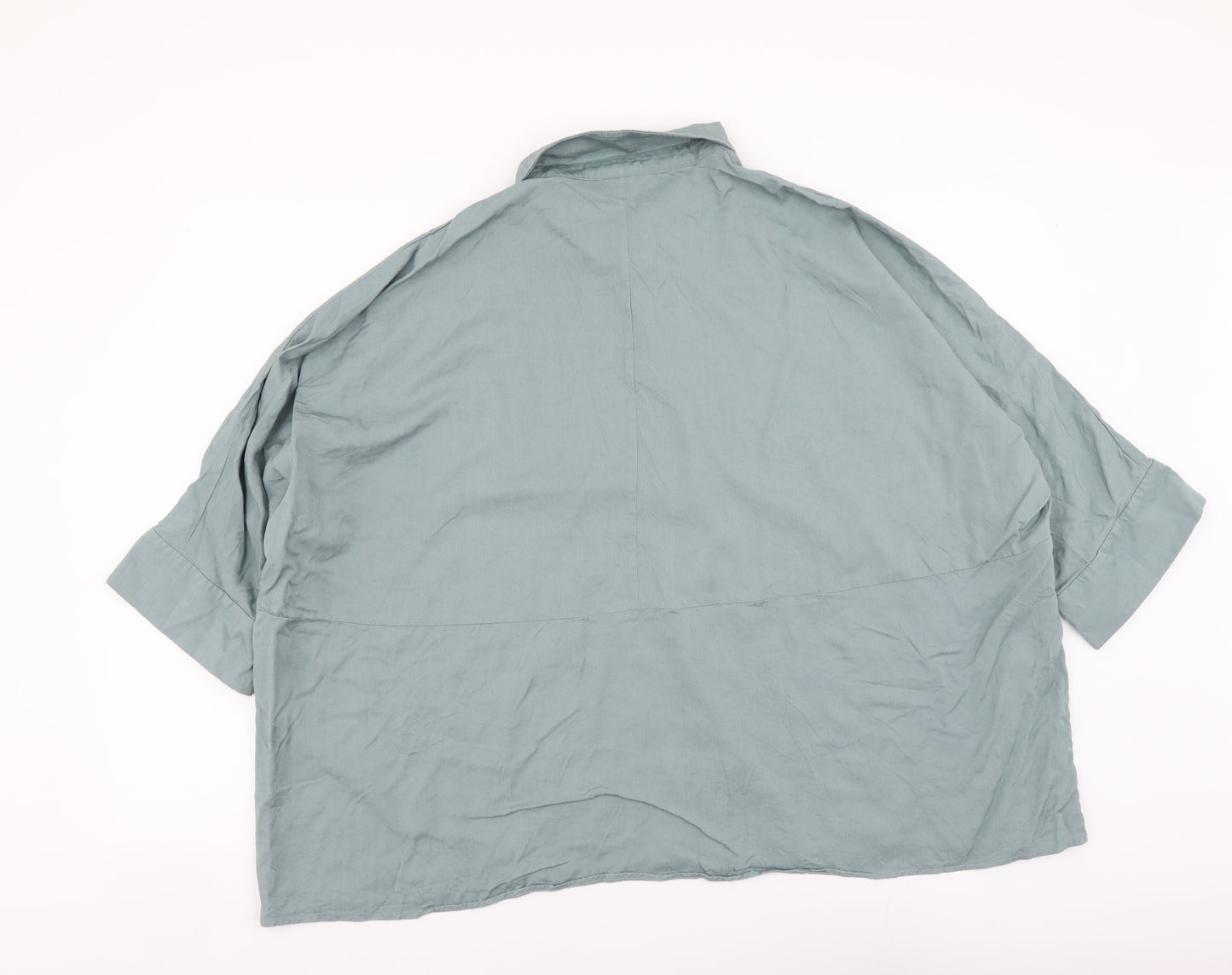 H&M Womens Green Polyester Basic Button-Up Size XS Collared