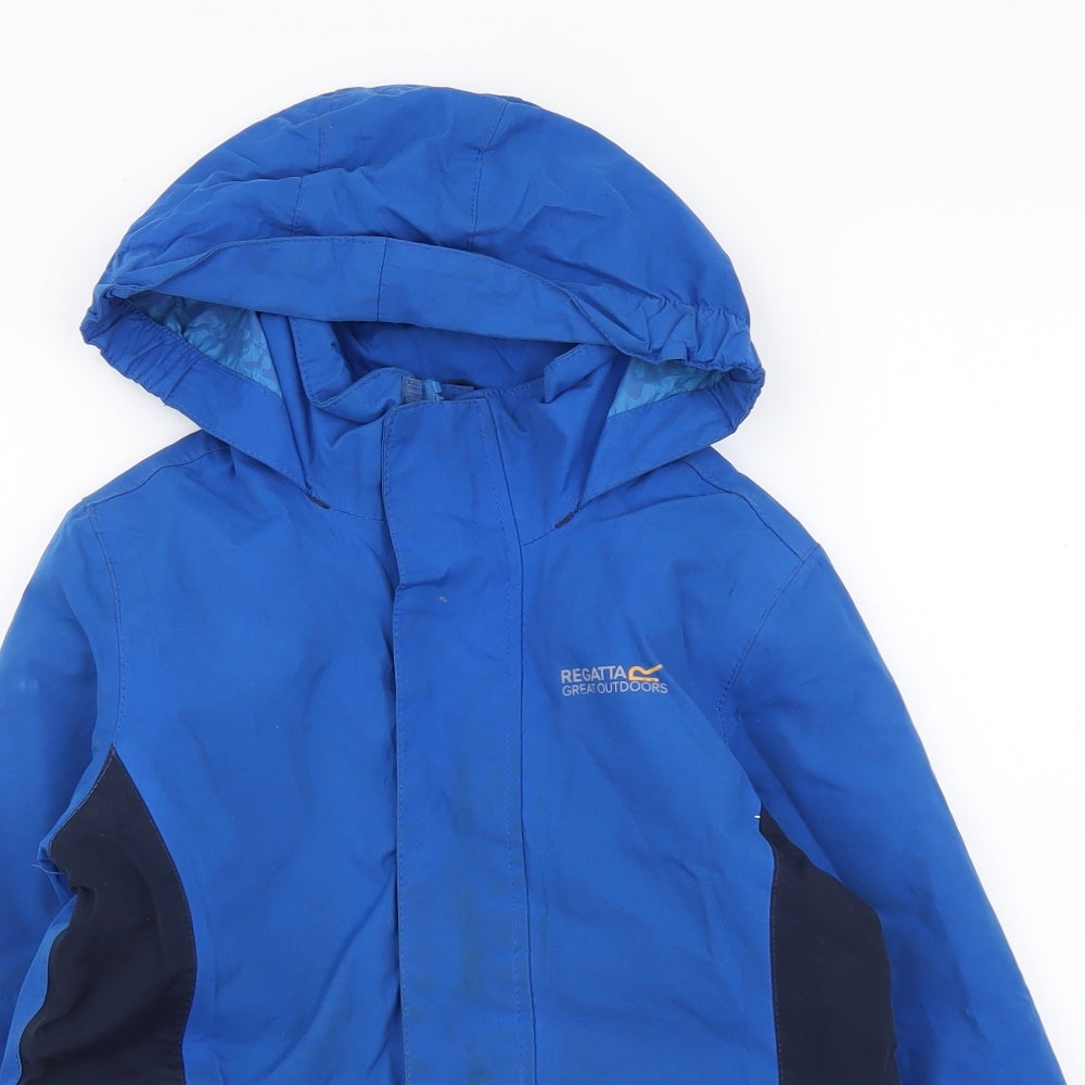 Regatta Boys Blue Rain Coat Coat Size 5-6 Years Zip