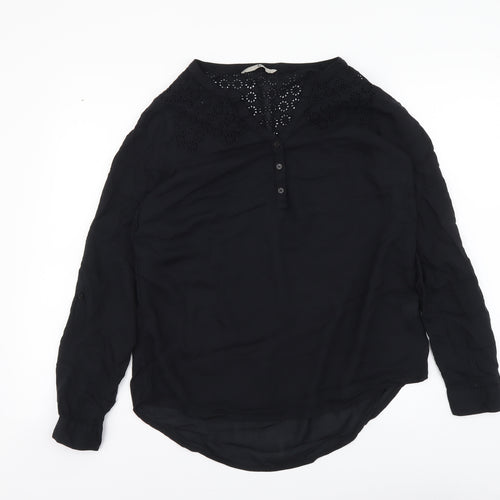TU Womens Black Polyester Basic Blouse Size 8 V-Neck