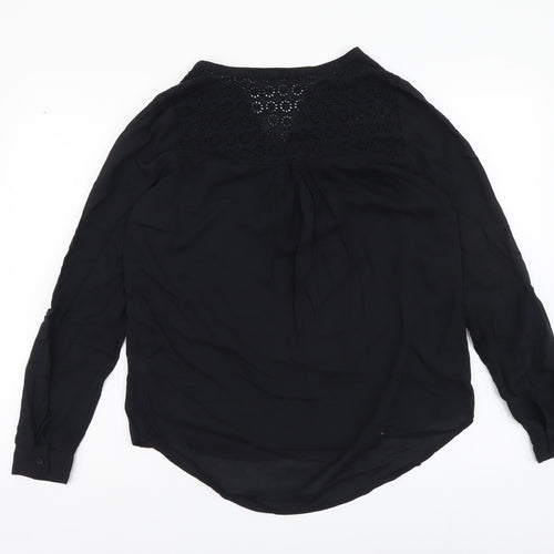 TU Womens Black Polyester Basic Blouse Size 8 V-Neck