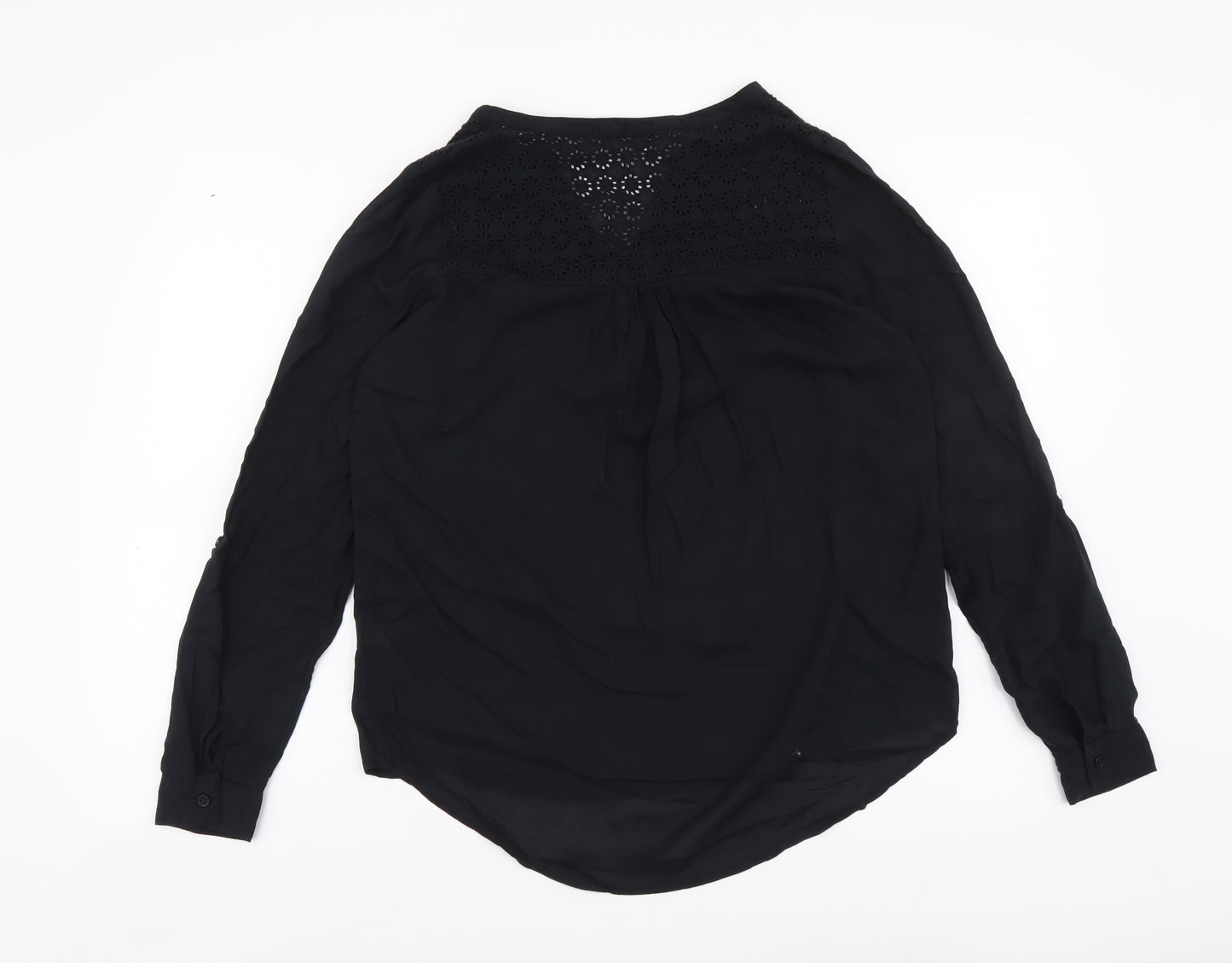 TU Womens Black Polyester Basic Blouse Size 8 V-Neck