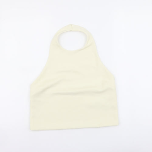 Zara Womens Ivory Polyester Cropped Tank Size M Halter
