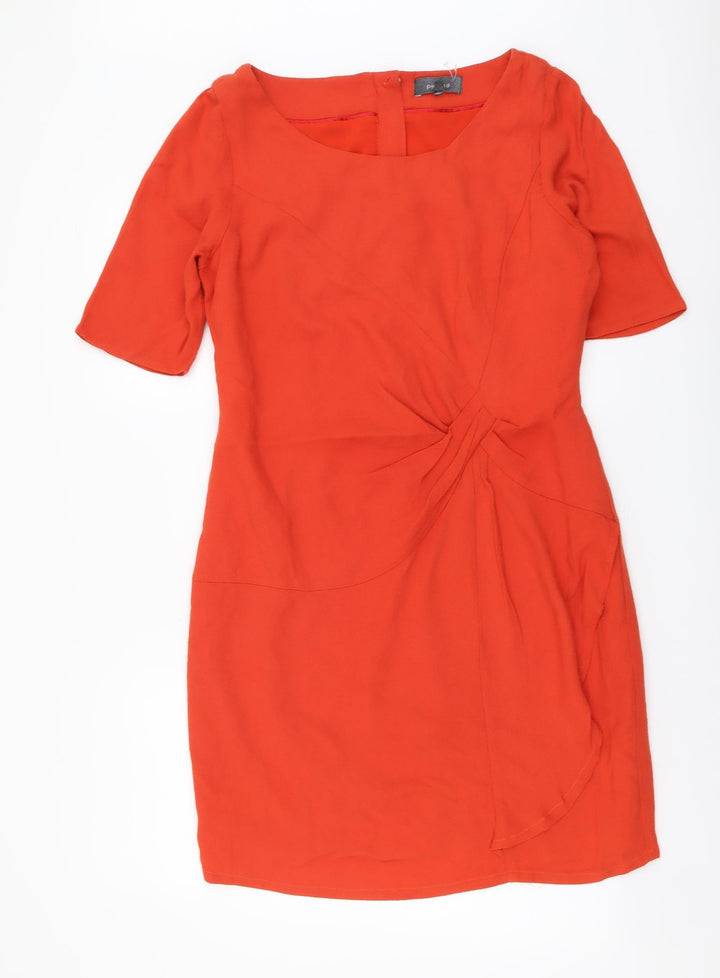 Per Una Womens Orange Polyester A-Line Size 14 Scoop Neck Zip