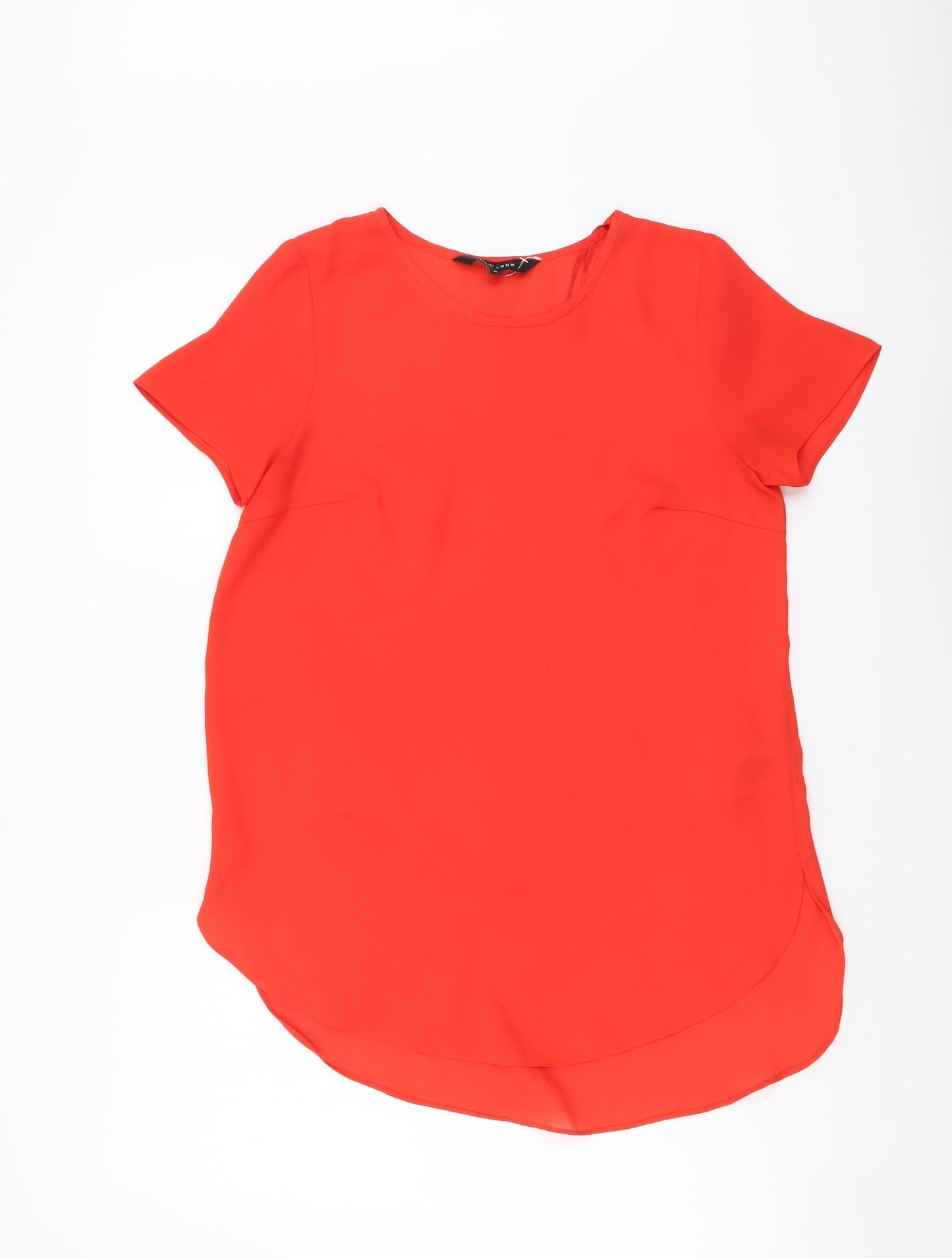 New Look Womens Red Polyester Basic Blouse Size 8 Round Neck