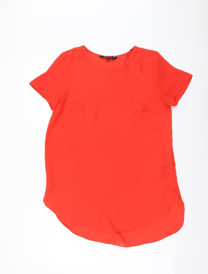 New Look Womens Red Polyester Basic Blouse Size 8 Round Neck