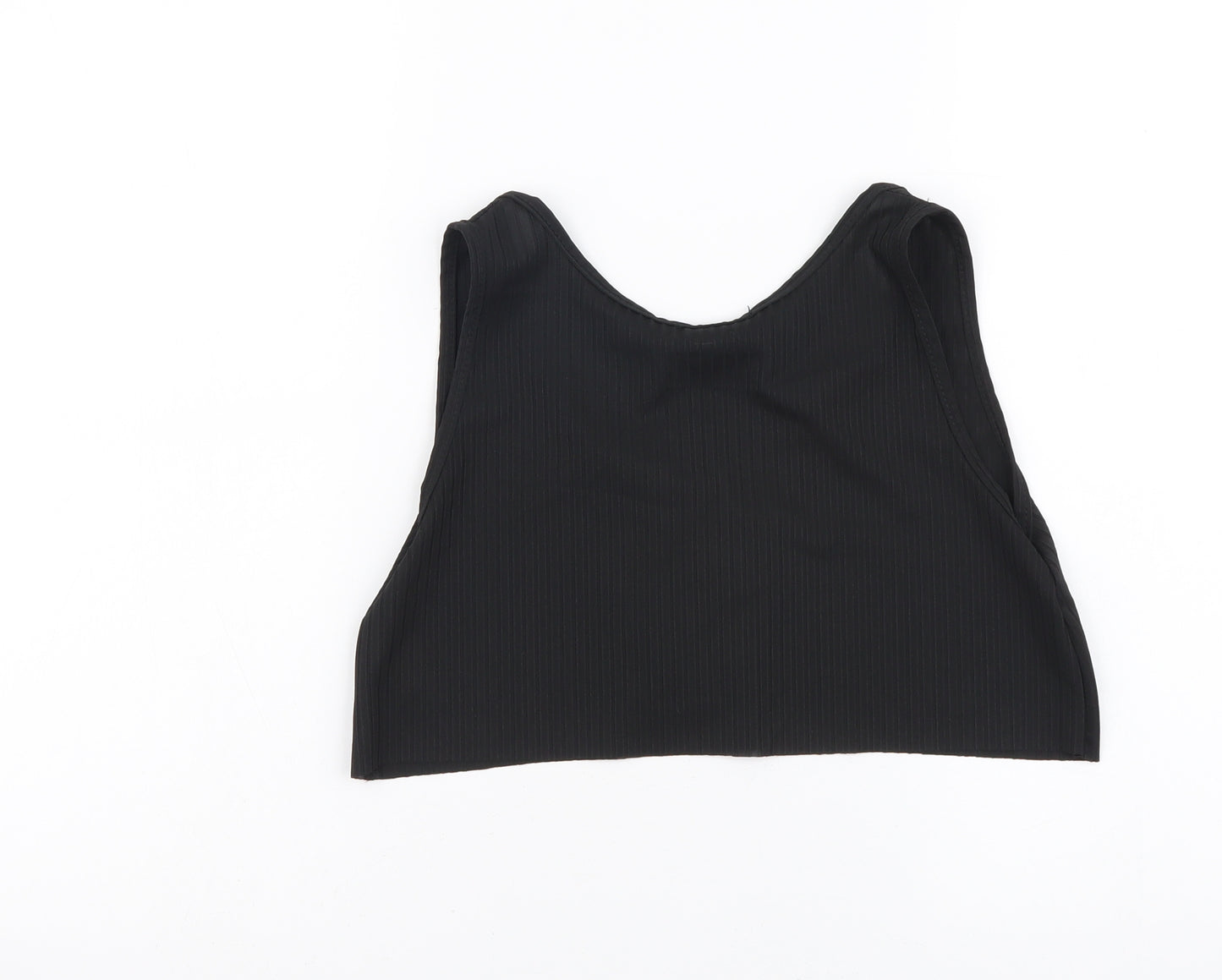 PRETTYLITTLETHING Womens Black Polyacrylate Fibre Cropped Tank Size 8 V-Neck