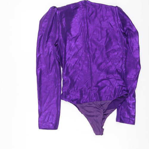 Zara Womens Purple Polyester Bodysuit One-Piece Size XS Snap
