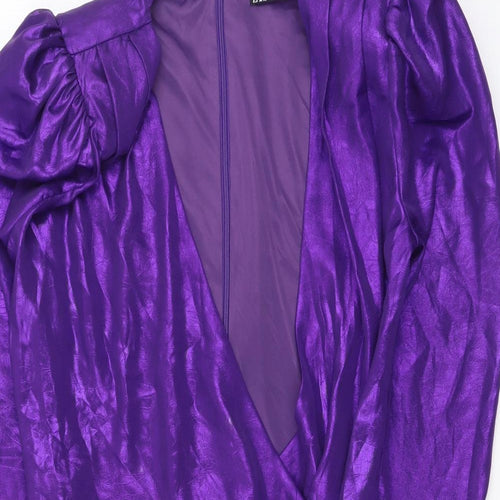 Zara Womens Purple Polyester Bodysuit One-Piece Size XS Snap