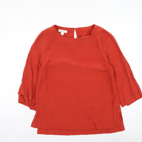 Monsoon Womens Red Viscose Basic Blouse Size 8 Boat Neck