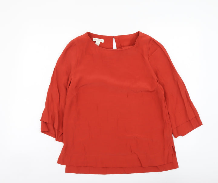 Monsoon Womens Red Viscose Basic Blouse Size 8 Boat Neck