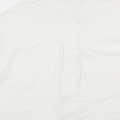 SheIn Womens Ivory Viscose Basic Button-Up Size L Collared