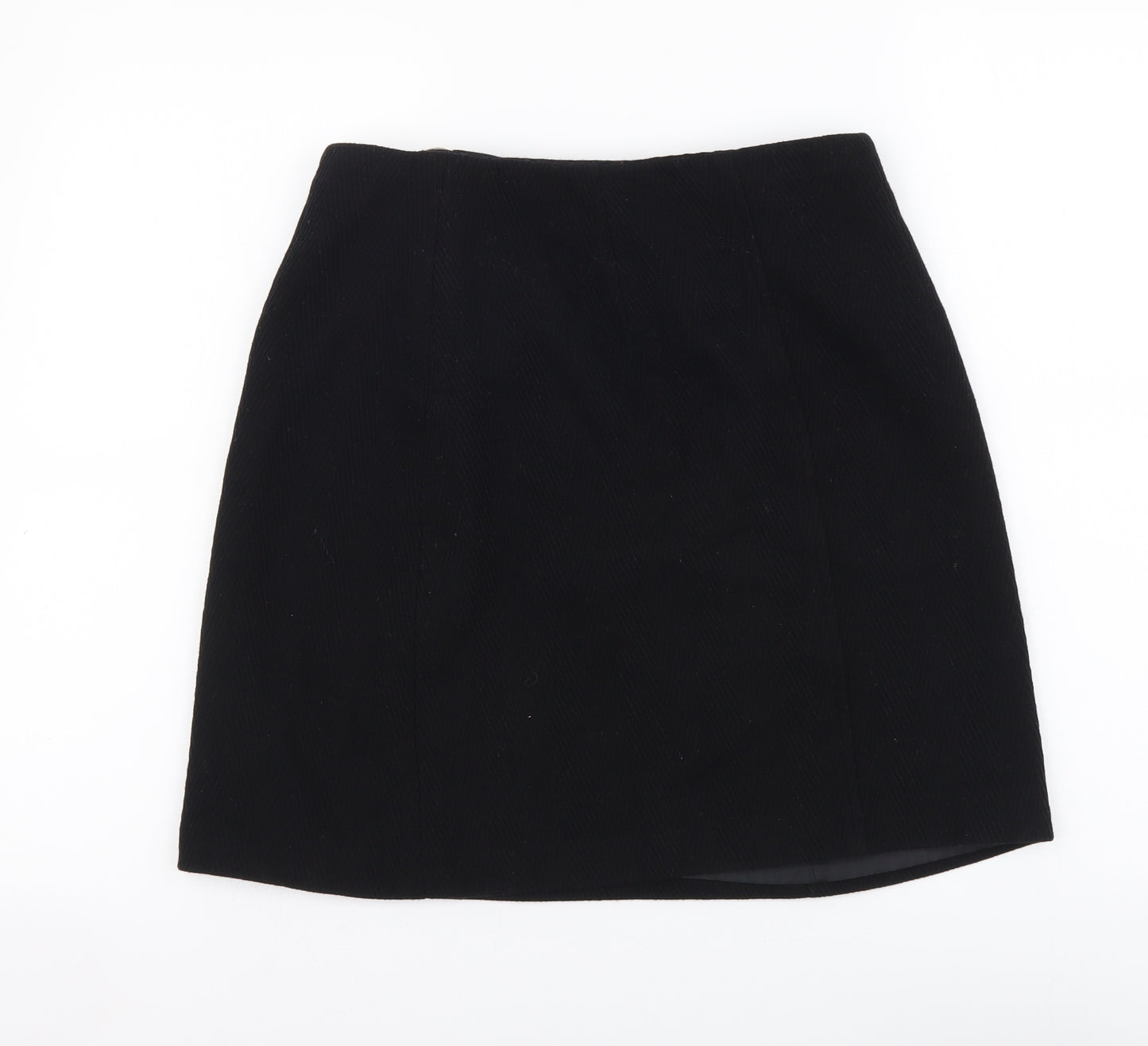 Dorothy Perkins Womens Black Wool A-Line Skirt Size 12 Zip